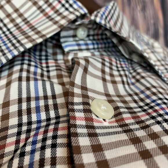 Peter Millar Men’s Multicolor‎ Check Long Sleeve Button Down Cotton Shirt Large - Picture 10 of 12